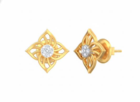 18K Gold & Diamond Women Stud Earring KSK016