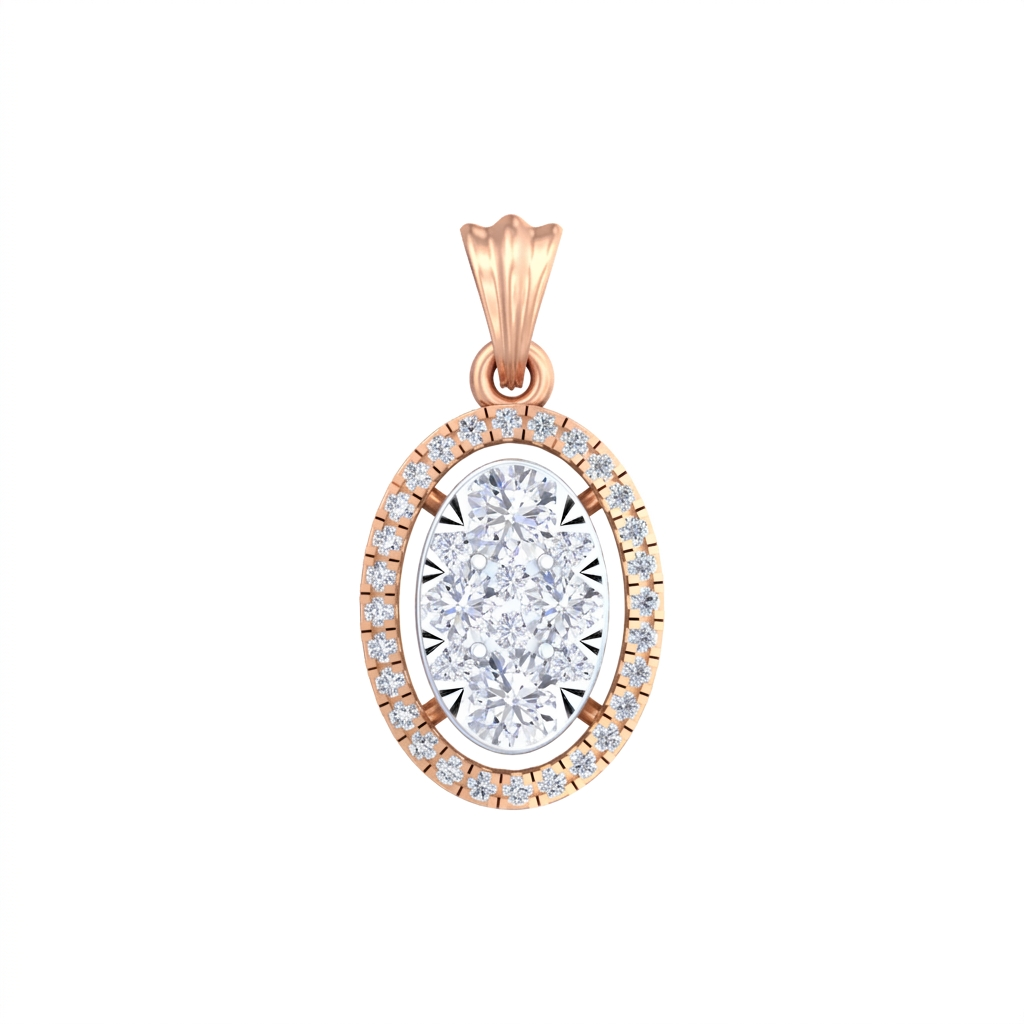 Rose gold and diamond partywear pendant on white background