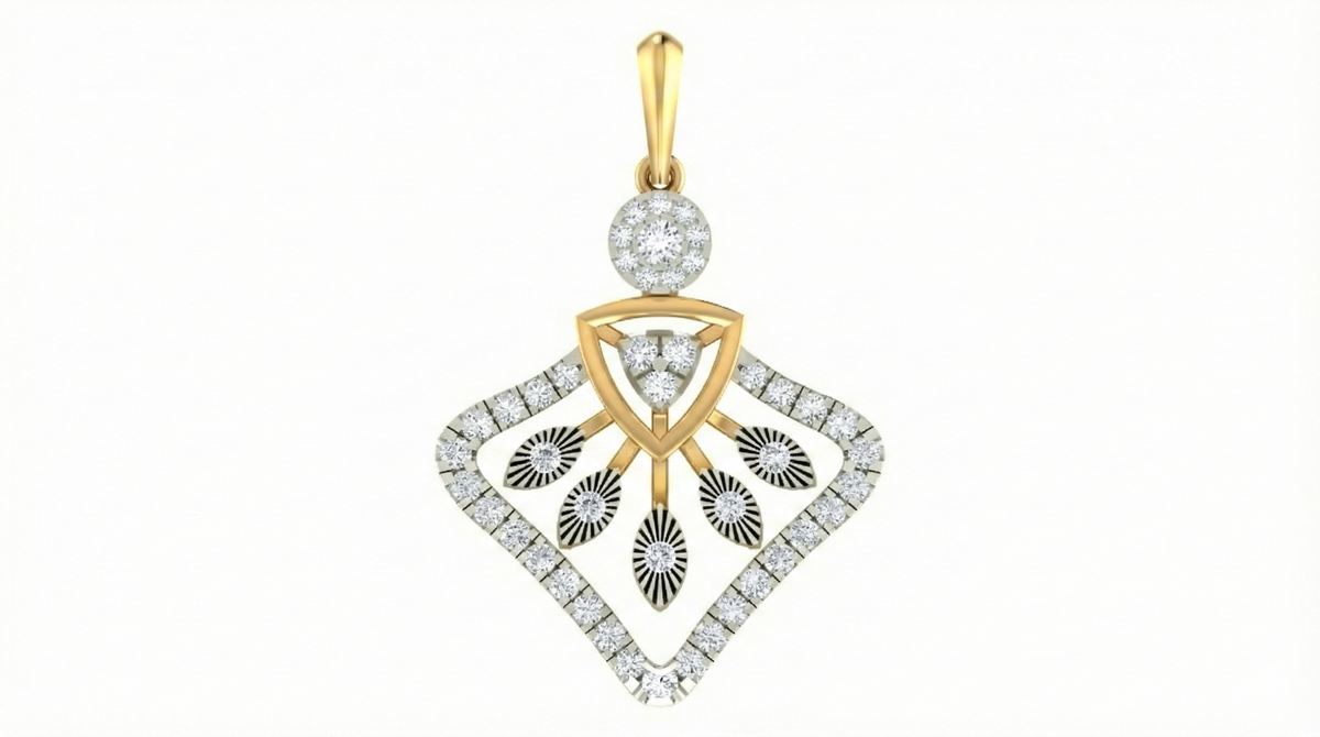 18K Gold & Diamond Floral Pendant Set KRA40023P
