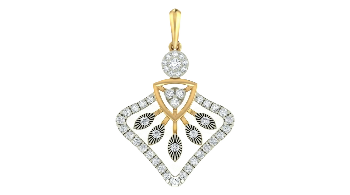 18K Gold & Diamond Floral Pendant Set KRA40023P