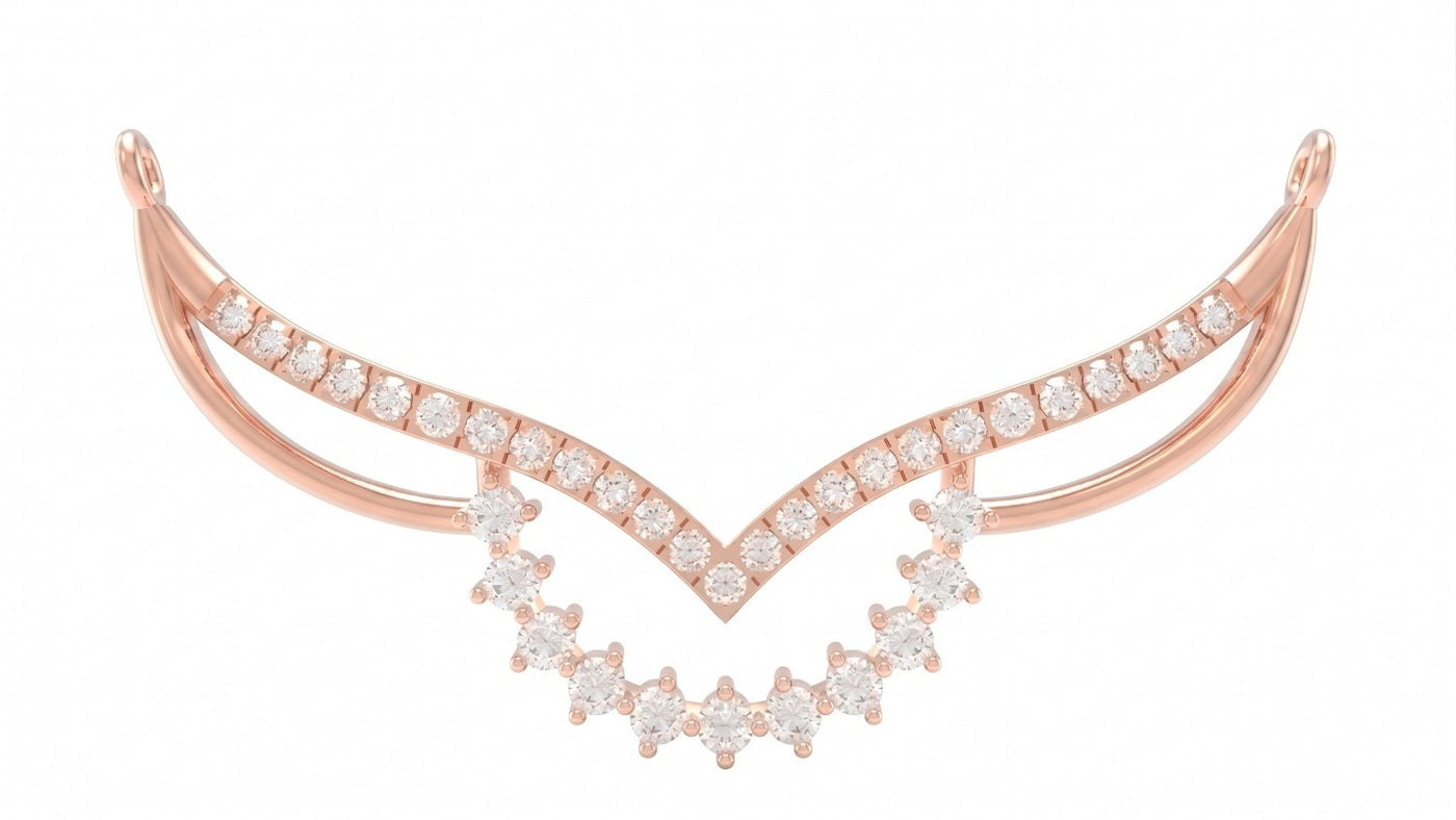 rose gold and diamond mangalsutra on a white background