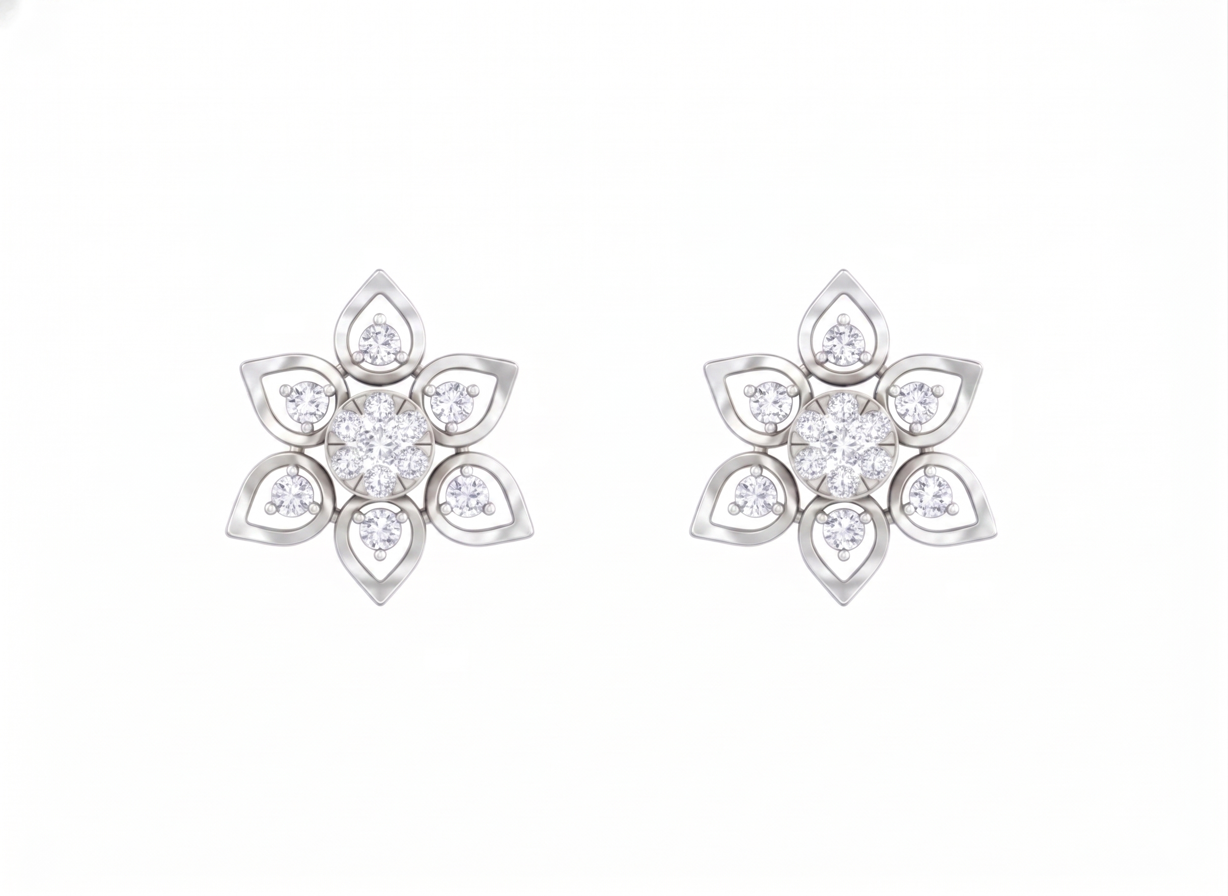 Floral White Gold Diamond Earring | under 40k 