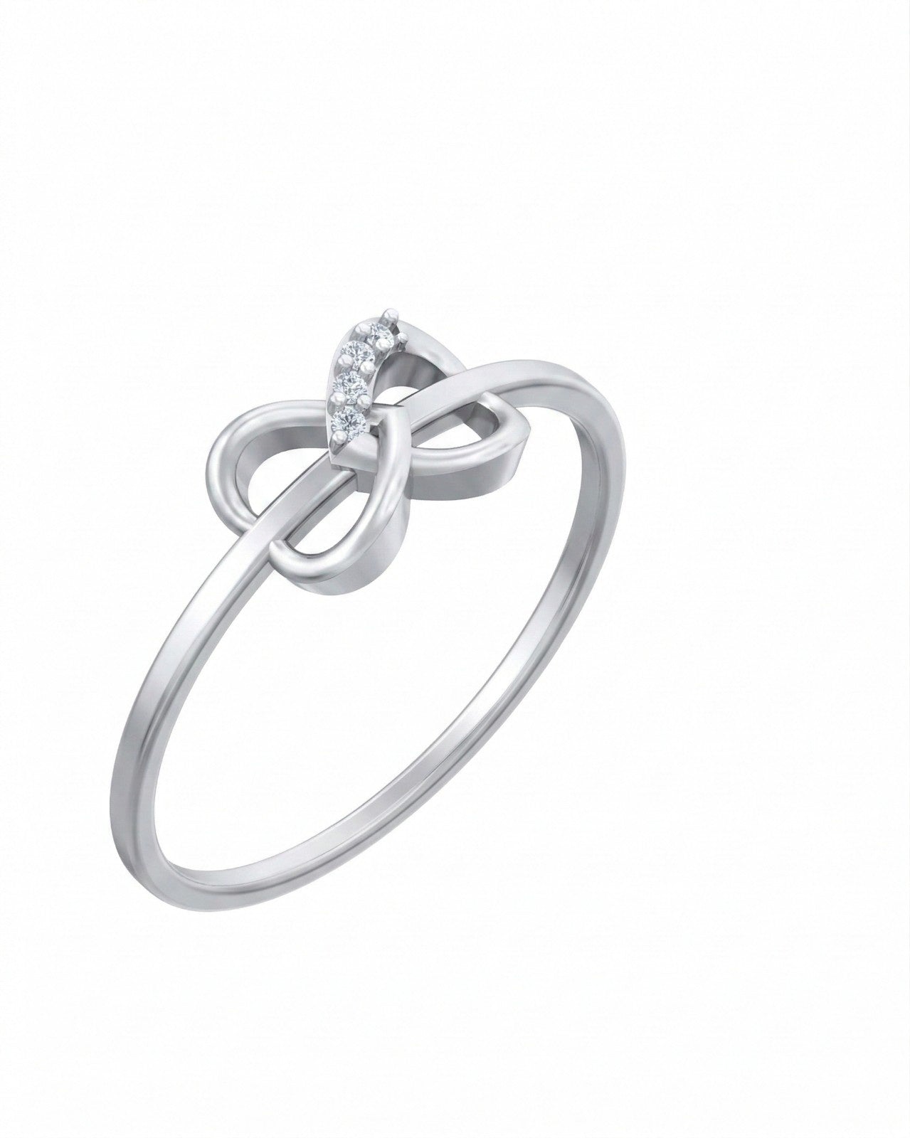 White gold ring with a diamond on a white background