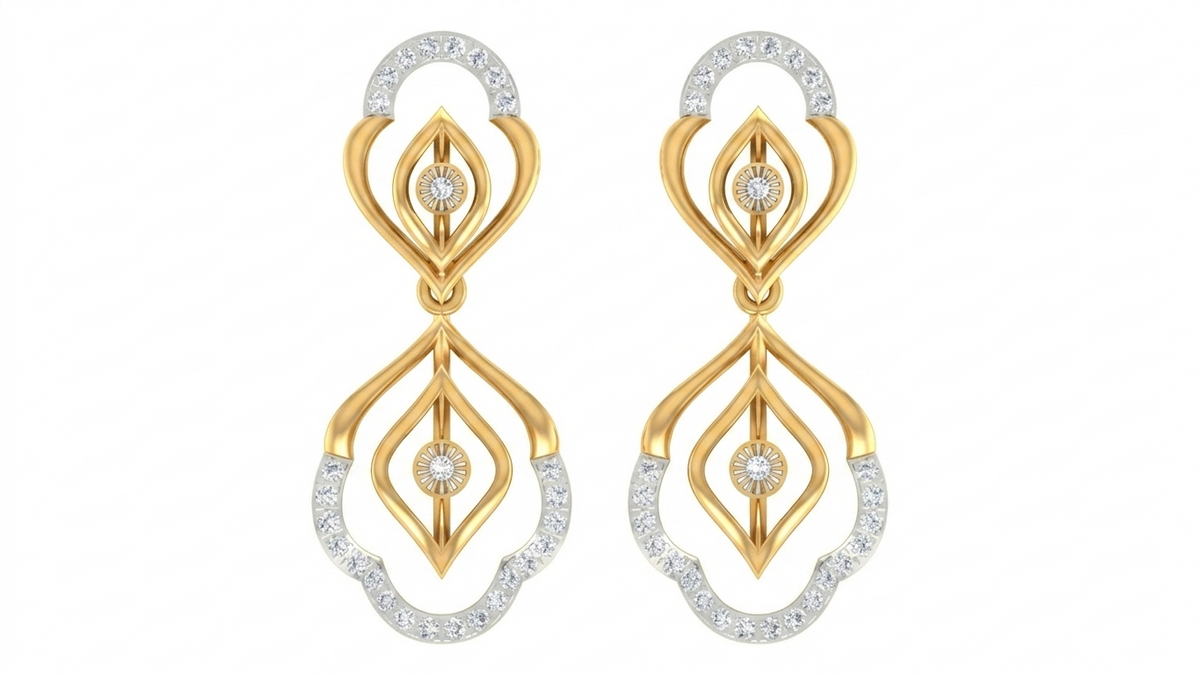 Yellow Gold Diamond Earring | under 40k 