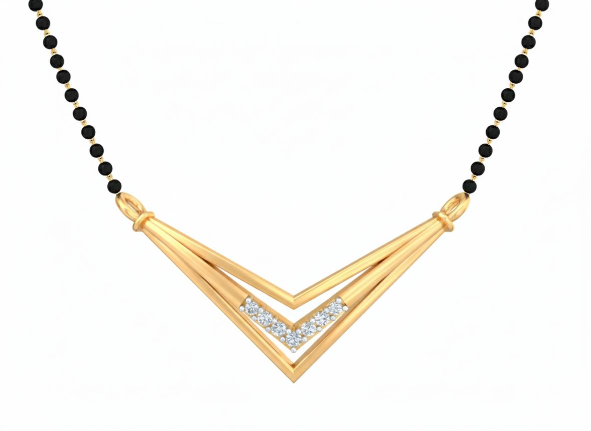 18K Gold & Diamond Beaded Mangalsutra For Women KSK191