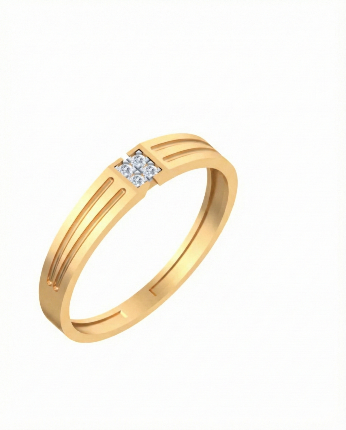 18K Gold & Diamond Solitaire Band Ring For Men KSK258