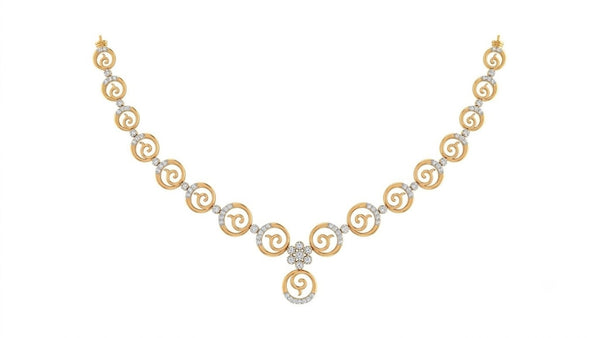 Gold & Diamond Floral Necklace Set KRB60012N
