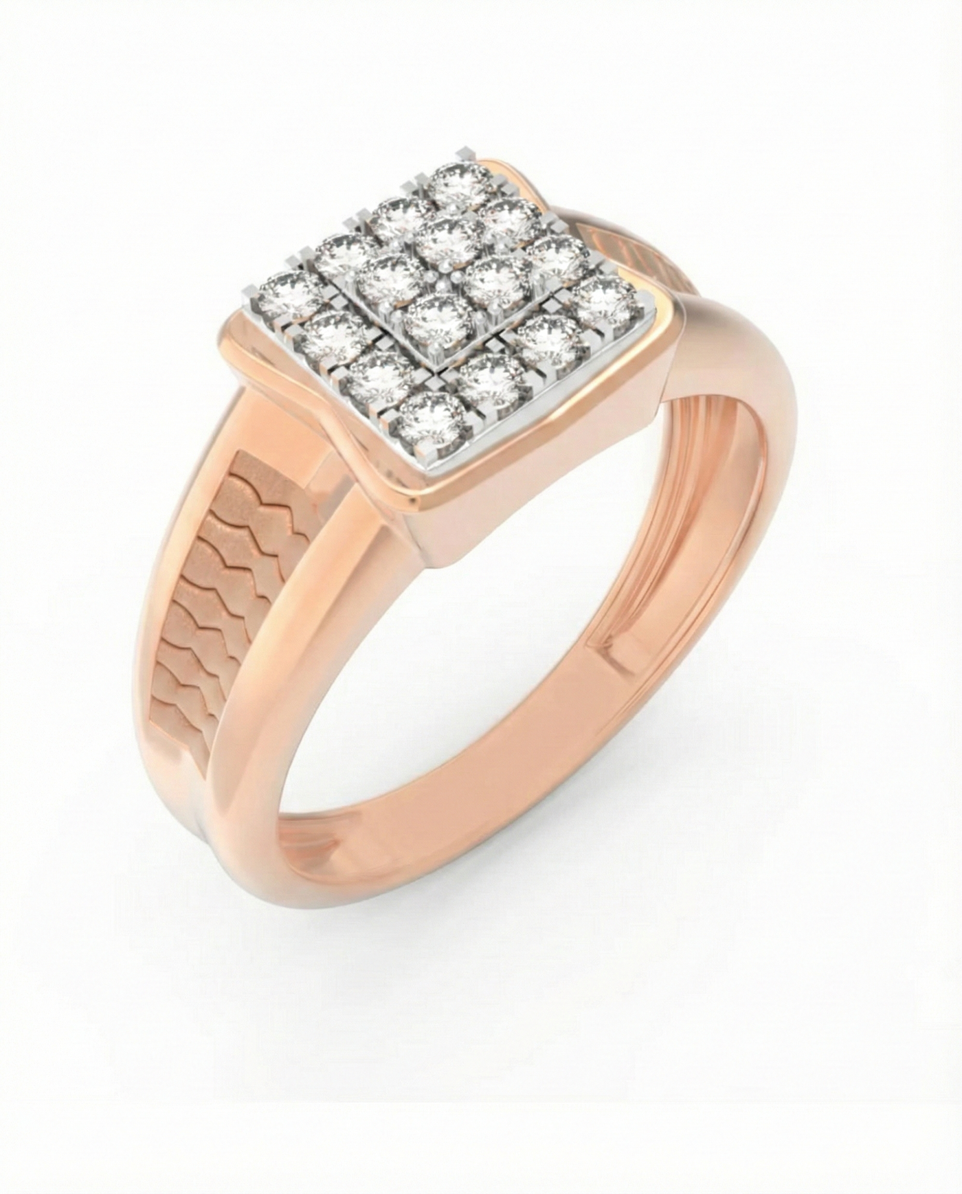 Gold & Diamond Square Ring For Men KRC20267