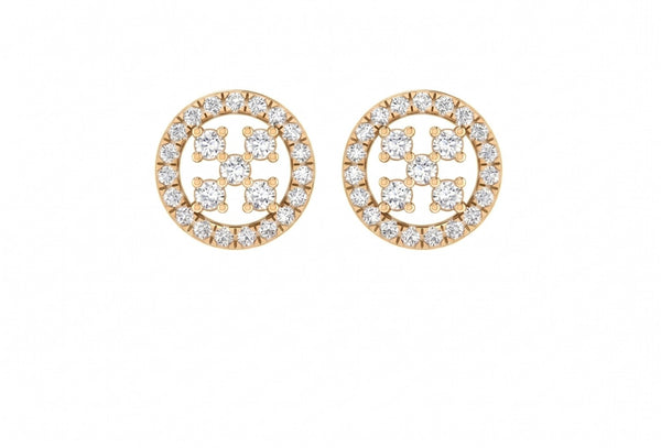 Gold & Diamond Round-Shaped Women Stud Earring KRC40719E
