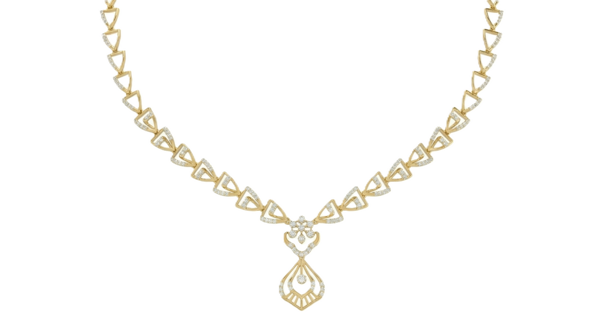 14K गोल्ड और डायमंड डेलीवियर नेकलेस सेट KRB44083N-A