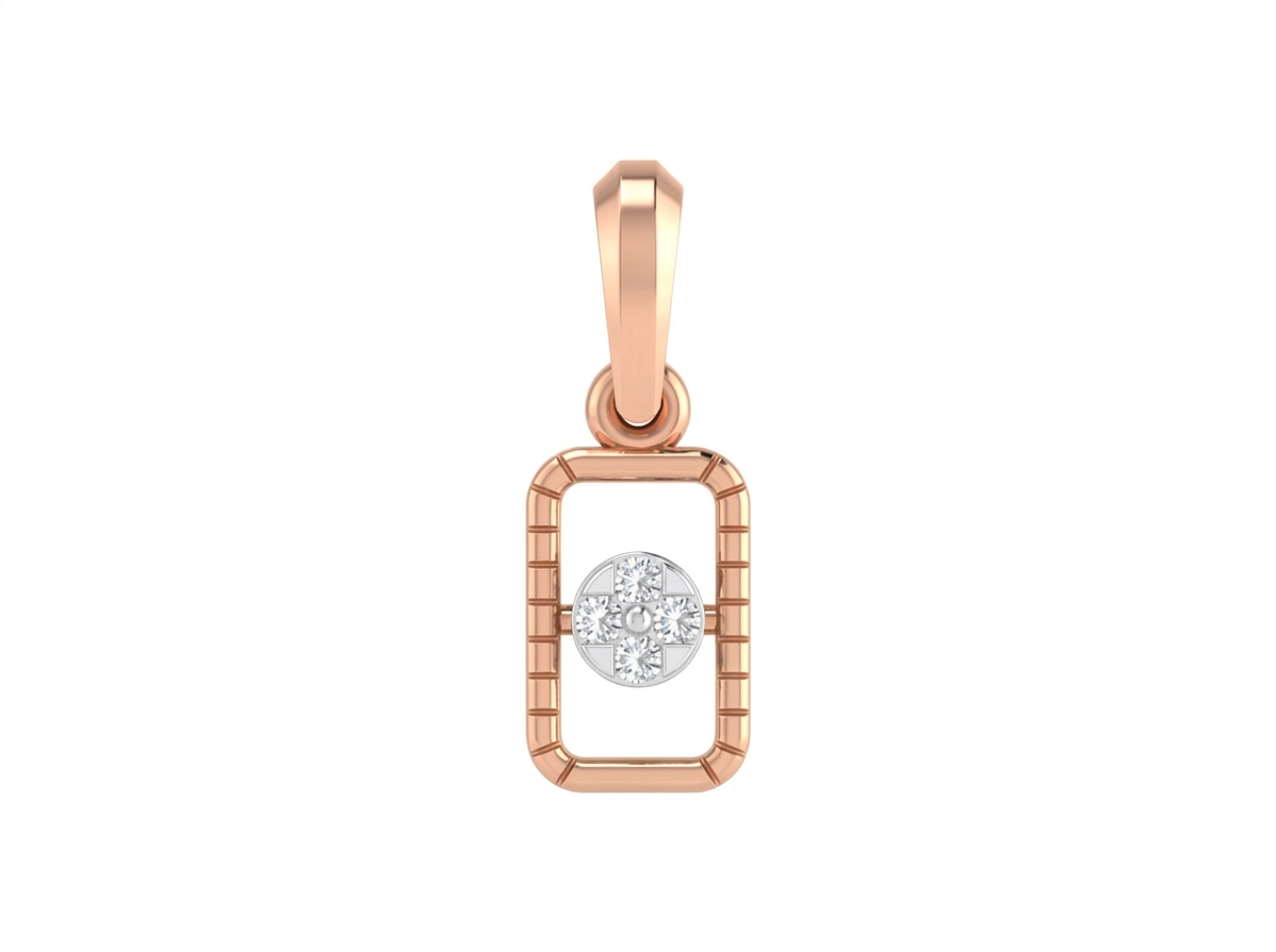 Elegant Square Gold & Diamond Pendant KRB40233