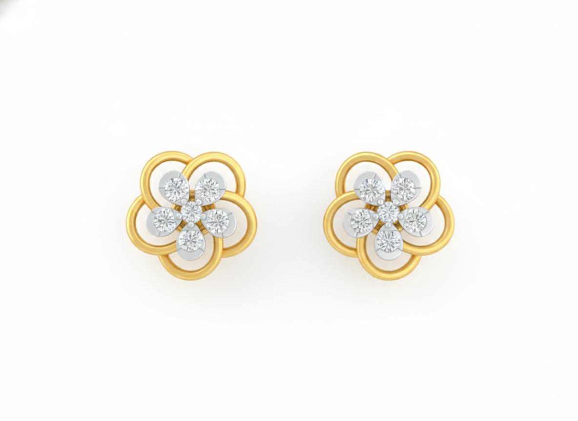 18K Gold & Diamond Women Stud Earring KRK30049