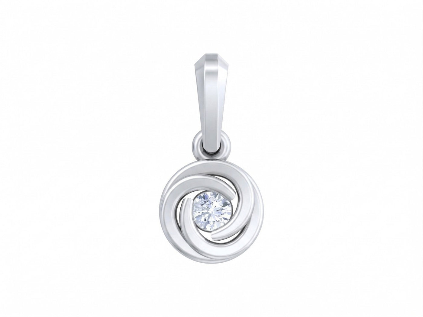 White gold and diamond pendant with a diamond on a white background