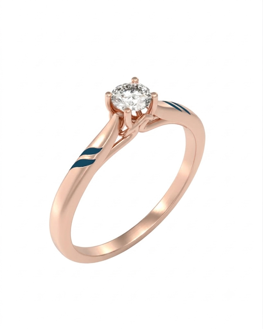 Gold & Diamond Solitaire Ring For Women KRC10835