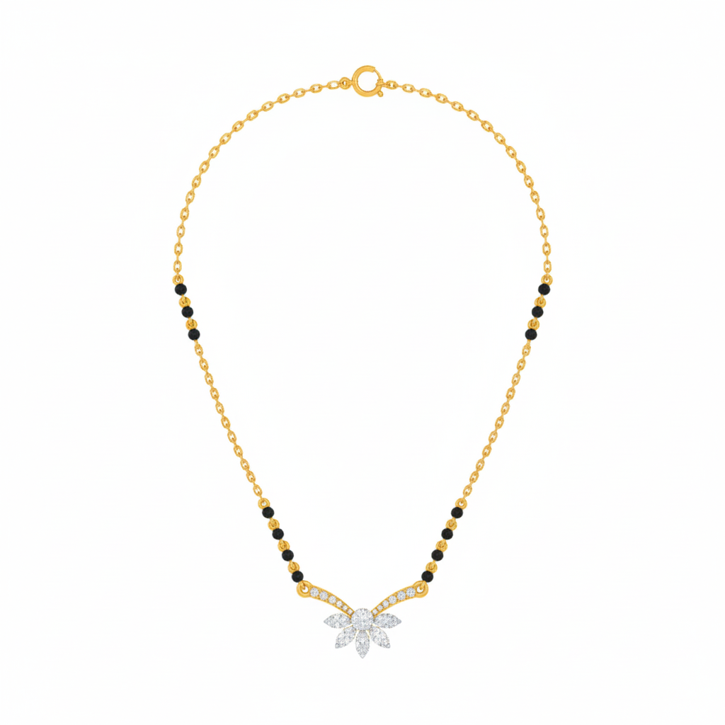 18K Gold & Diamond Beaded Mangalsutra For Women KRE90089