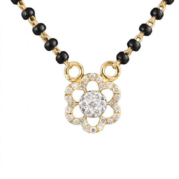 Gold & Diamond Floral Beaded Mangalsutra For Women KRC50127