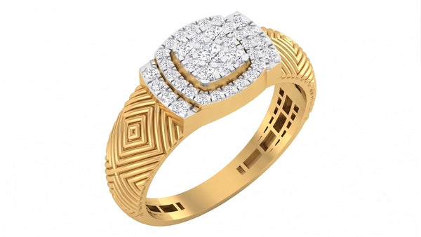 Gold & Diamond Band Ring For Men KRC20142