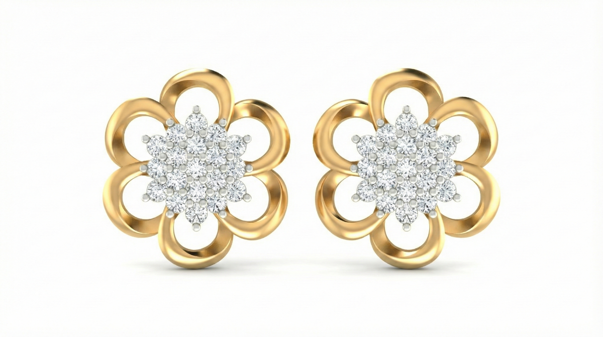 18K Gold & Diamond Women Stud Earring KRA40087E