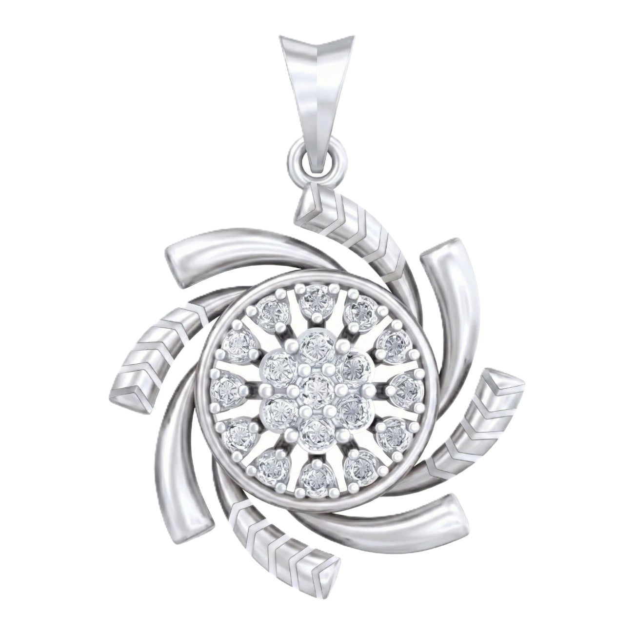 white gold and diamond Pendant on white background