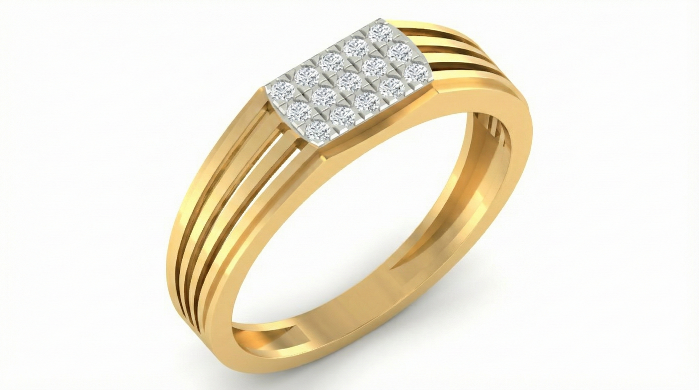 Gold & Diamond Band Ring For Men KRB20103