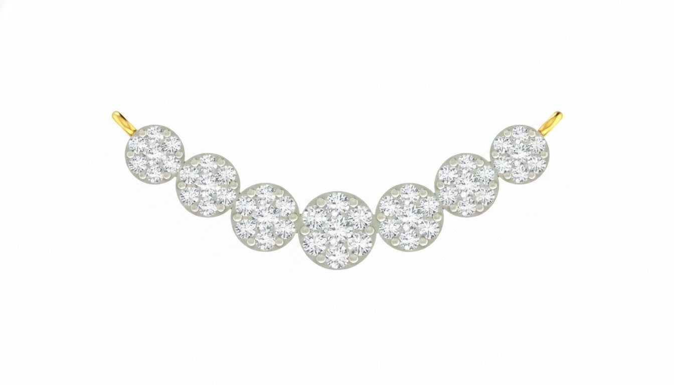 yellow gold and diamond mangalsutra  with round diamond on a white background