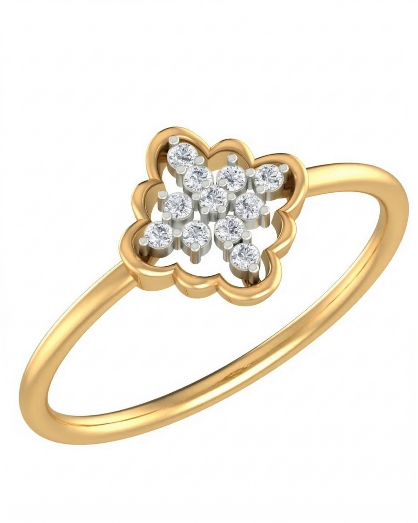 Gold & Diamond Floral Ring For Women KRC10265