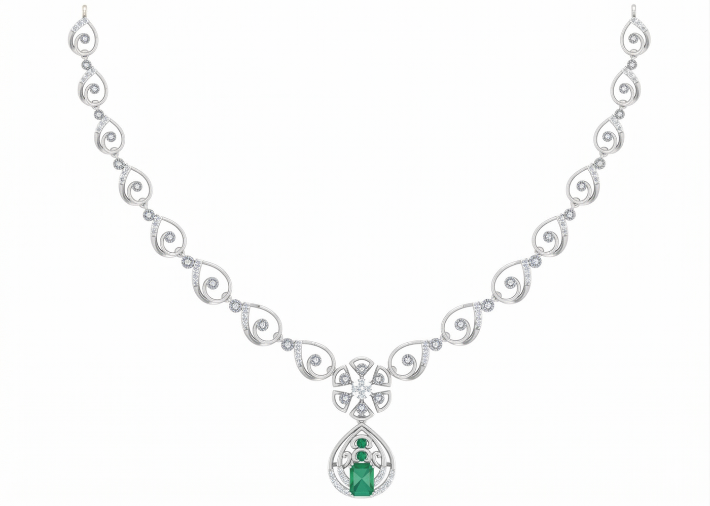 Gold & Diamond Gemstone Necklace Set KRC60121