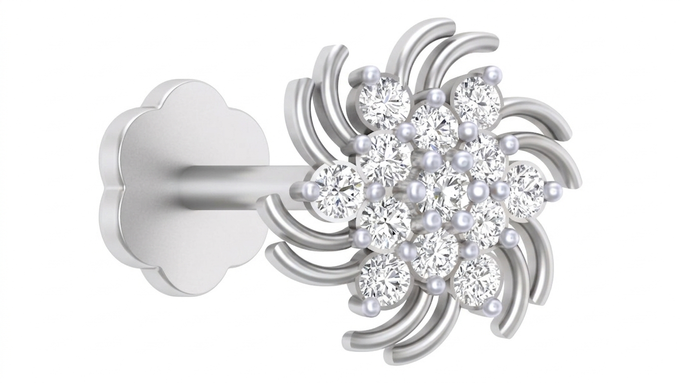 Gold & Diamond Stud Nose Pin KRC80182