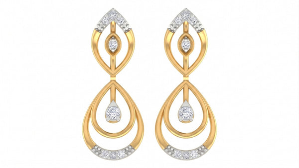 Gold & Diamond Teardrop Drop Earrings for Women KRC60027