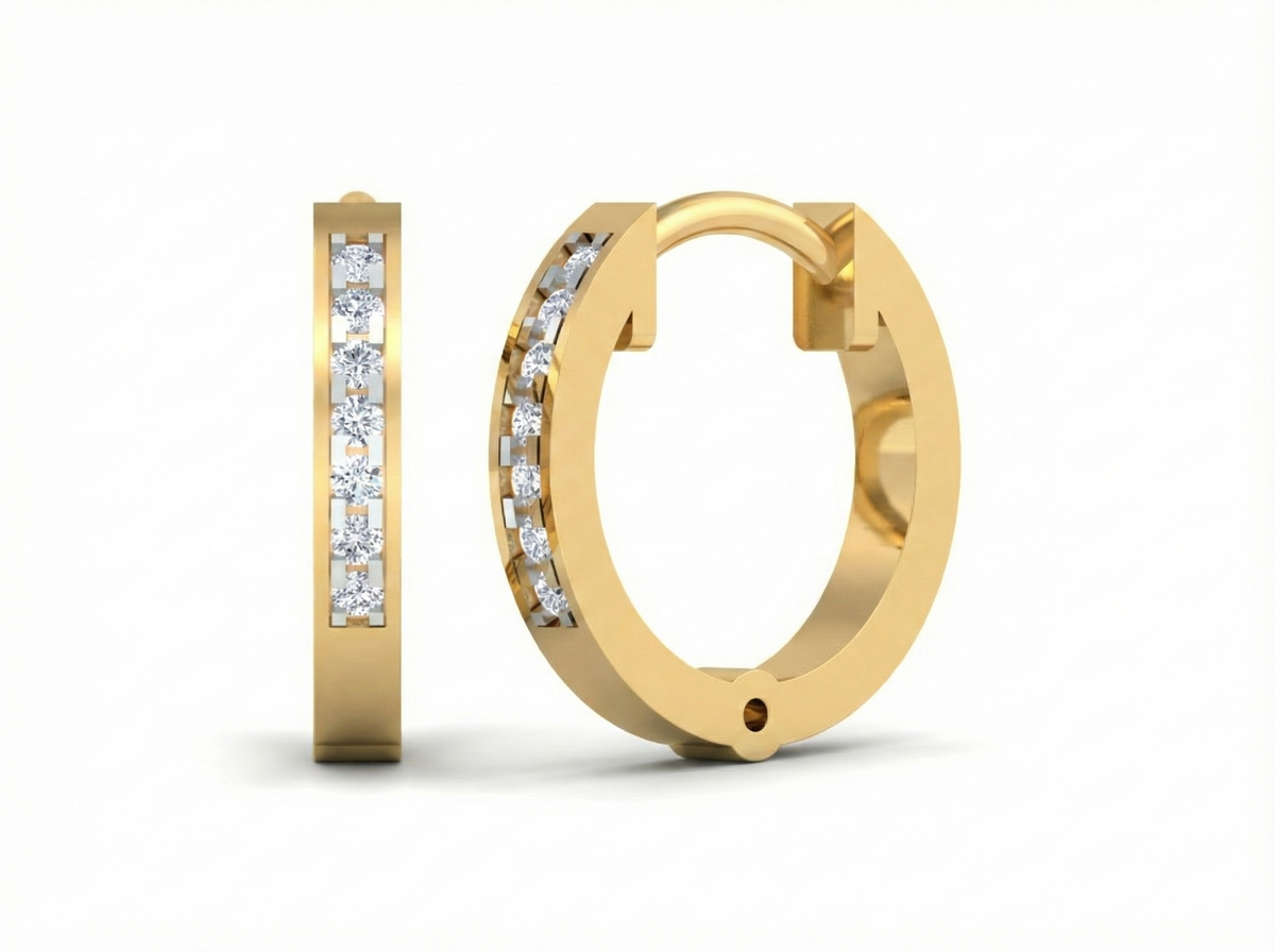 18K Gold & Diamond Women Hoop Earring KSK010