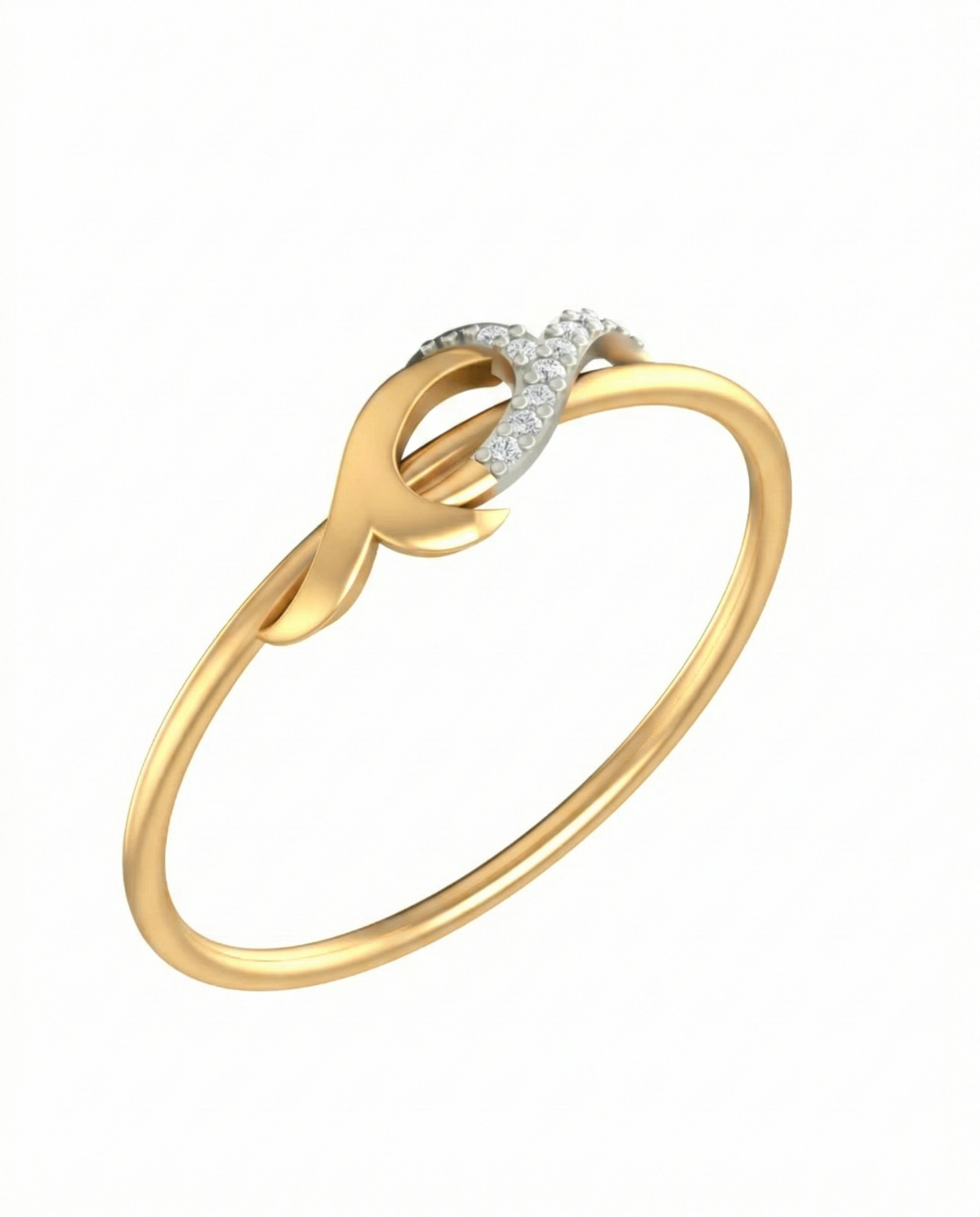 18K Gold & Diamond Band Ring For Women KRB10467-A