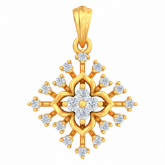18K Gold & Diamond Floral Pendant Set KRB40066P