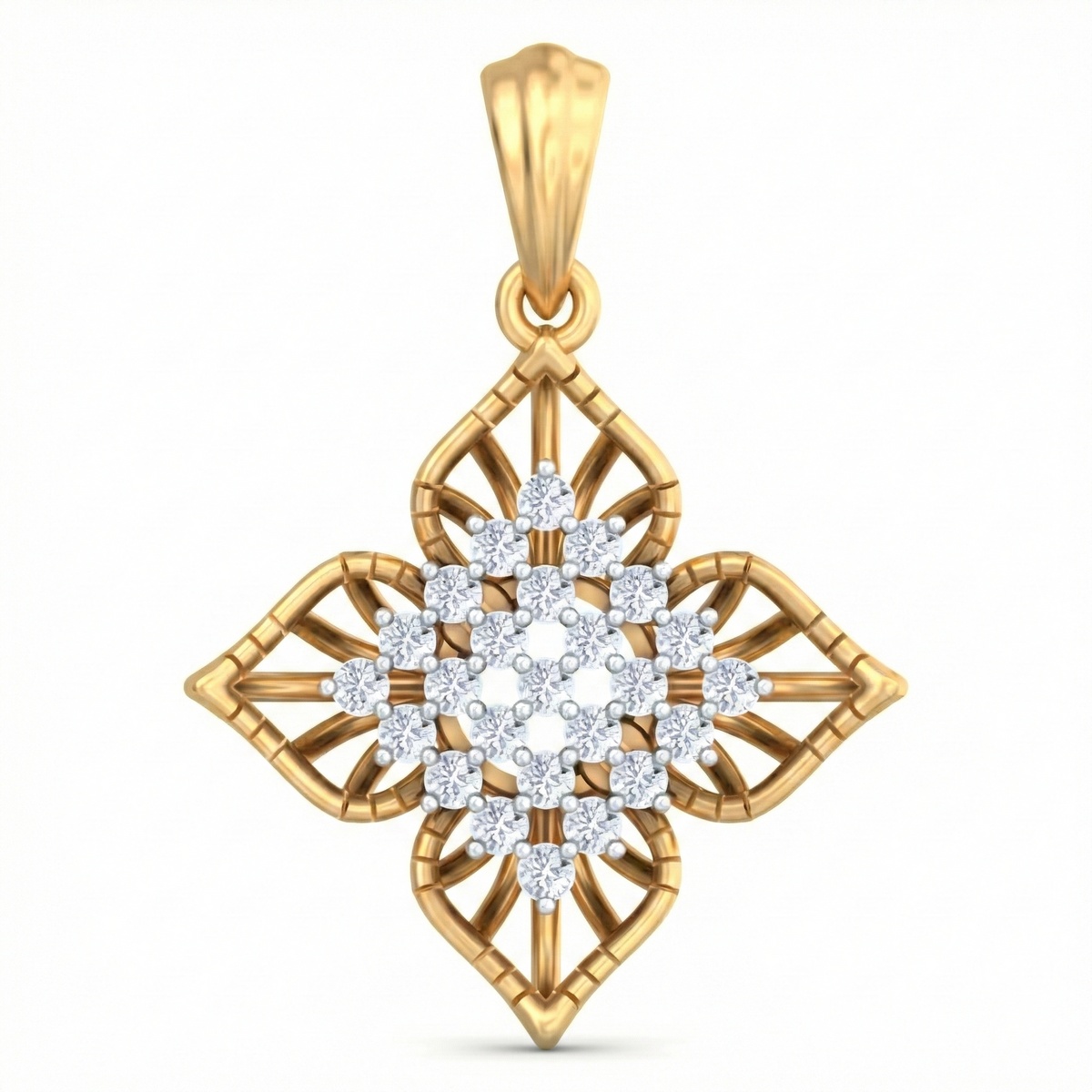 18K Gold & Diamond Floral Pendant Set KRB40057P