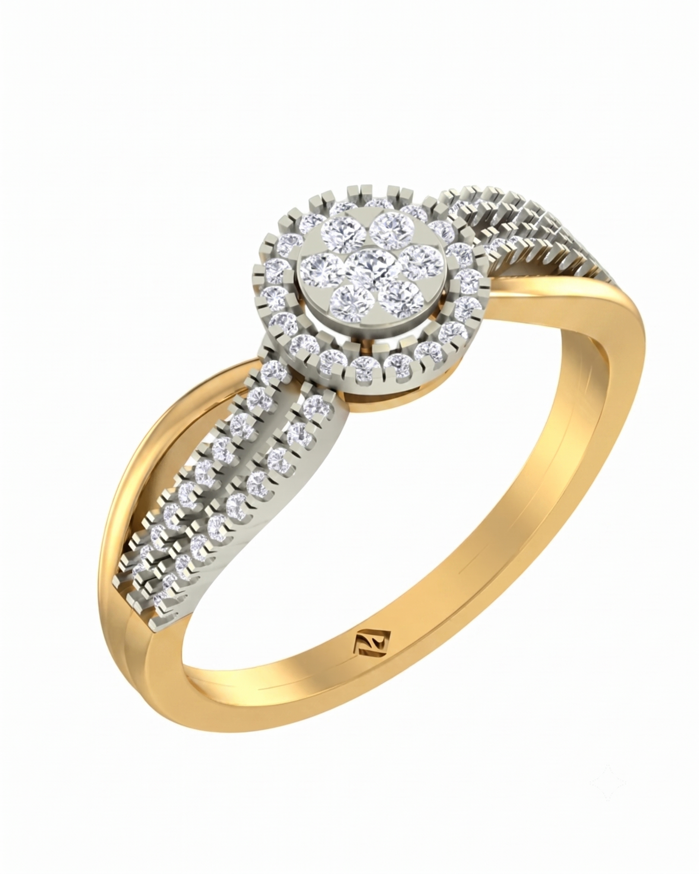 Gold & Diamond Engagement Ring For Women KRC10917