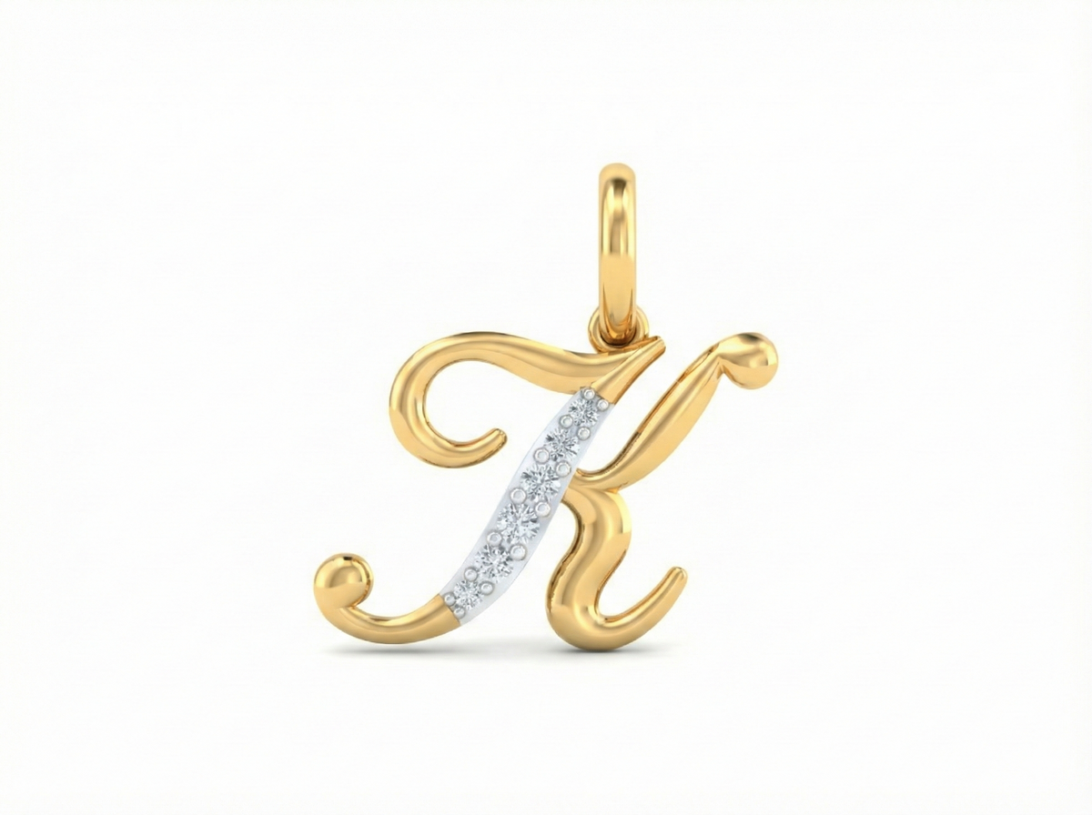 18K Gold & Diamond Initial Pendant KRK20085