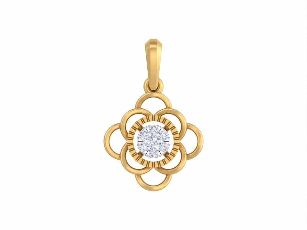 18K Gold & Diamond Floral Pendant KSK127