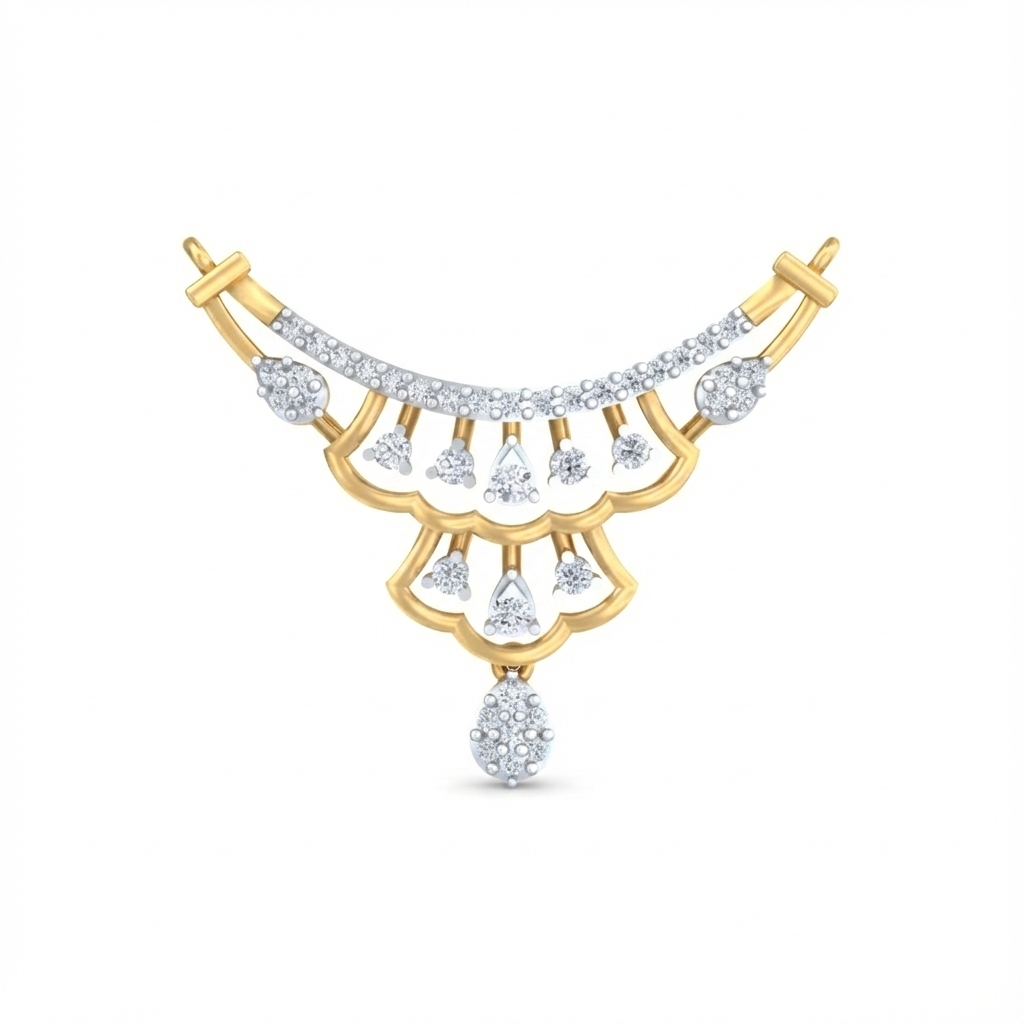 18K Gold & Diamond Wedding Mangalsutra For Women KRB90042