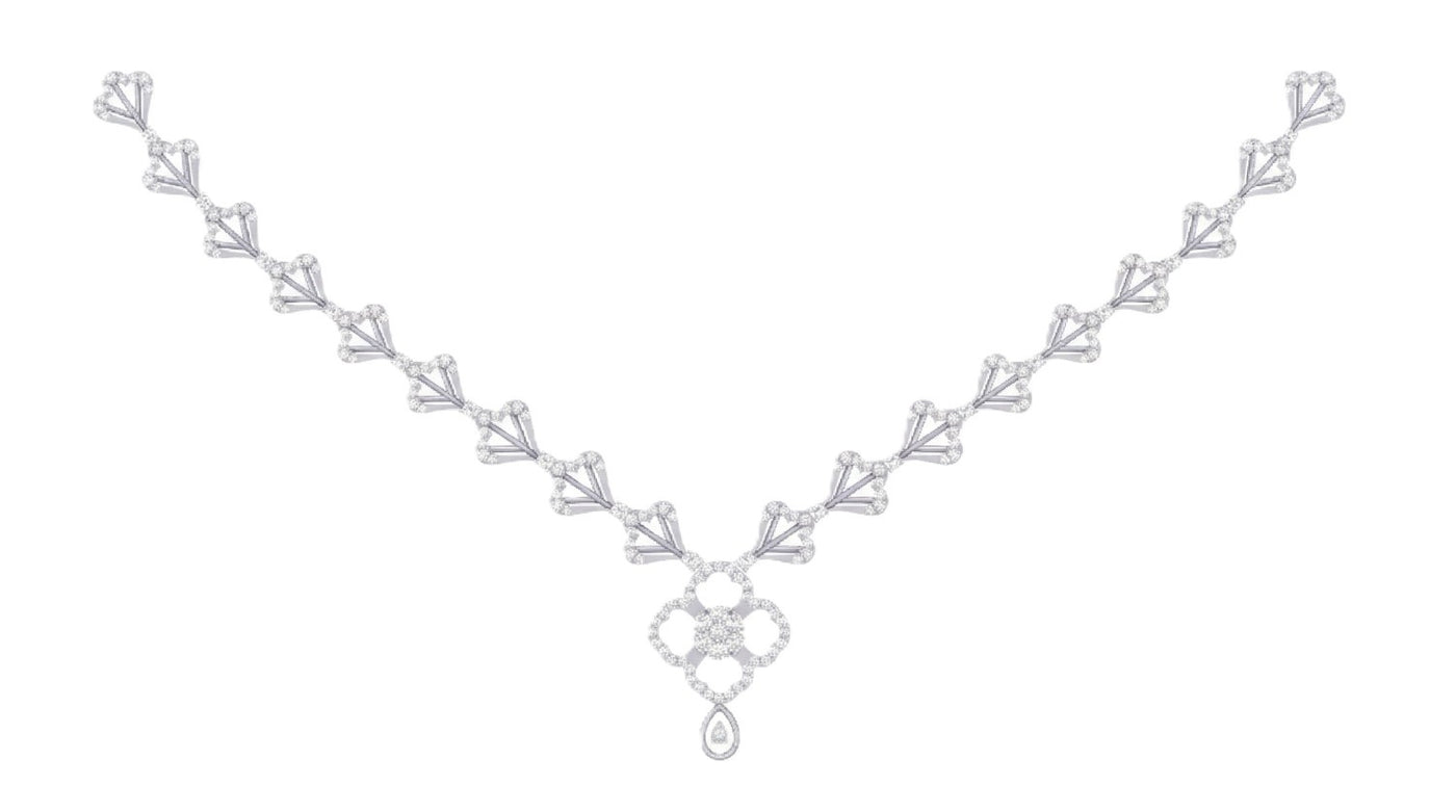 Diamond necklace on a white background