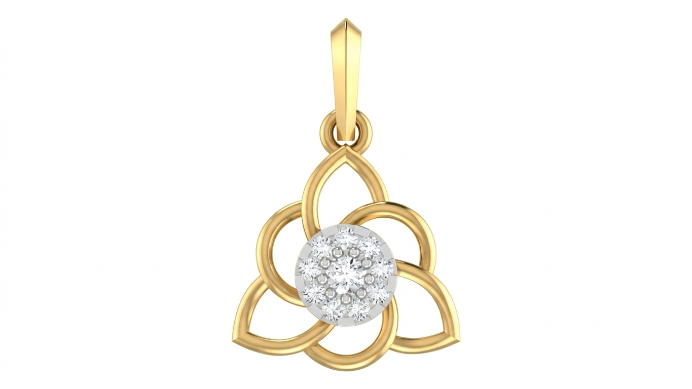 Gold & Diamond Floral Pendant Set KRC40603