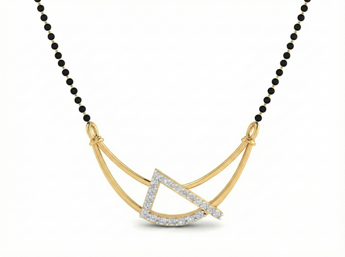 18K Gold & Diamond Beaded Mangalsutra For Women KSK189