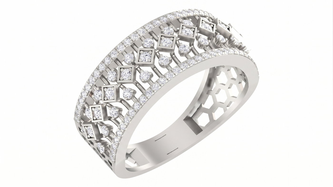Gold & Diamond Band Ring For Women KRC10551