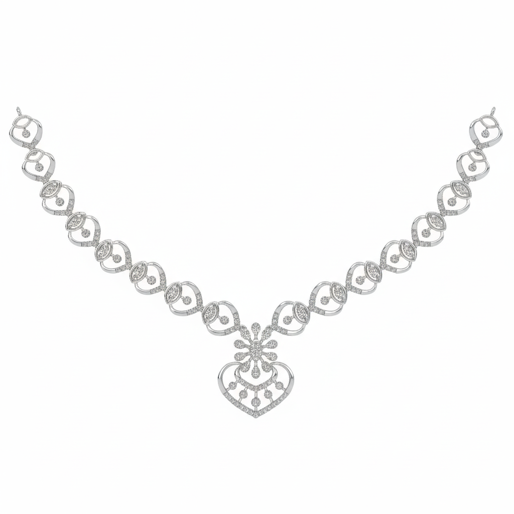 14K गोल्ड और डायमंड डेलीवियर नेकलेस सेट KRH44042N