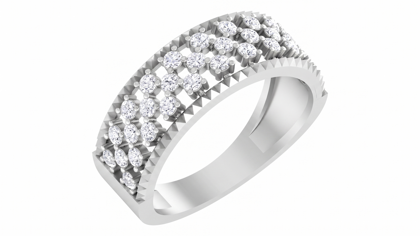 महिलाओं के लिए 18K गोल्ड और डायमंड बैंड रिंग KRA10482