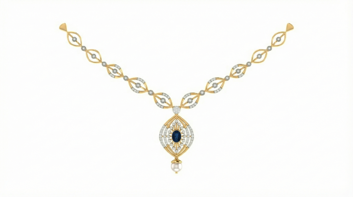 14K Gold & Diamond Gemstone Necklace Set KRB44102N-A