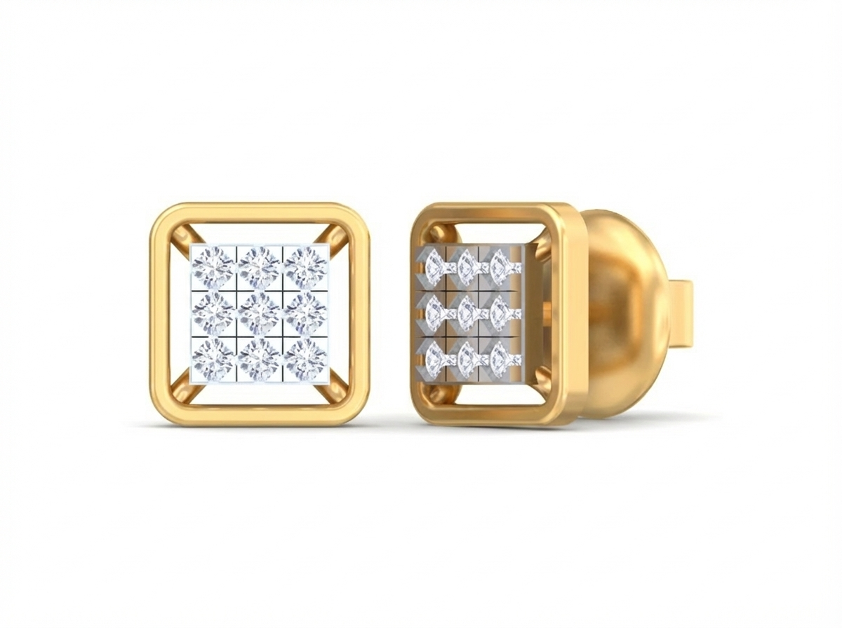 18K Gold & Diamond Women Stud Earring KSK005
