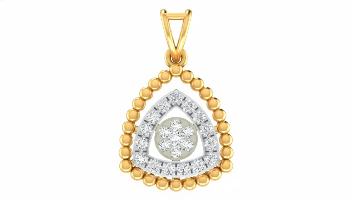Yellow gold and diamond partywear pendant on white background