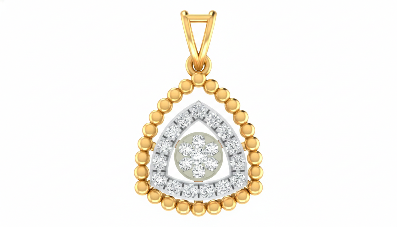 Stylish Gold & Diamond PENDANT SET KRC40734