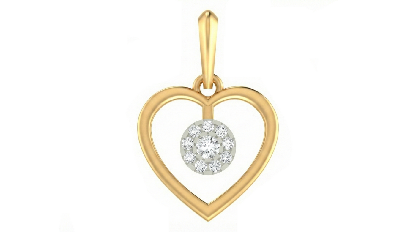 Gold & Diamond Heart Pendant Set KRC40586