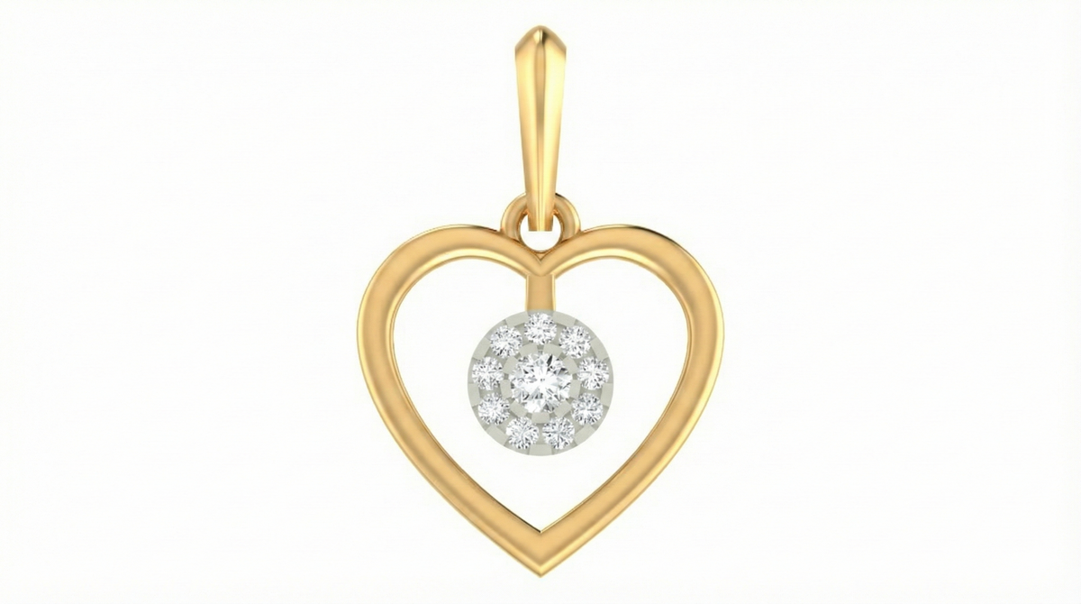 18K Gold & Diamond Heart Pendant Set KRA40159P