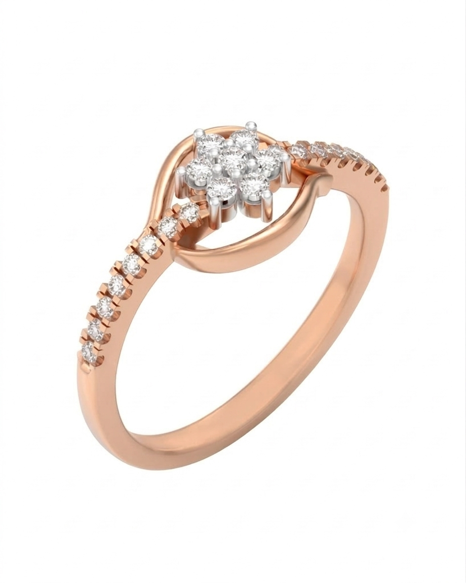 Gold & Diamond Band Ring For Women KRC10841